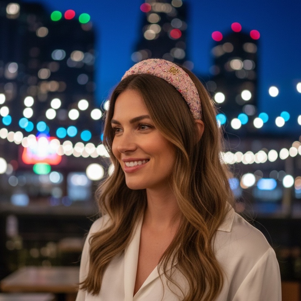 Pink Tweed Headband - Picture 2 of 2